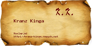 Kranz Kinga névjegykártya